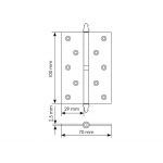 Петля карточная разъемная MS 100X70X2.5 L COF стальная левая, врезная, цвет кофе